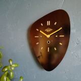 Vintage formica clock asymmetrical silent wall clock "Black Lutecia"