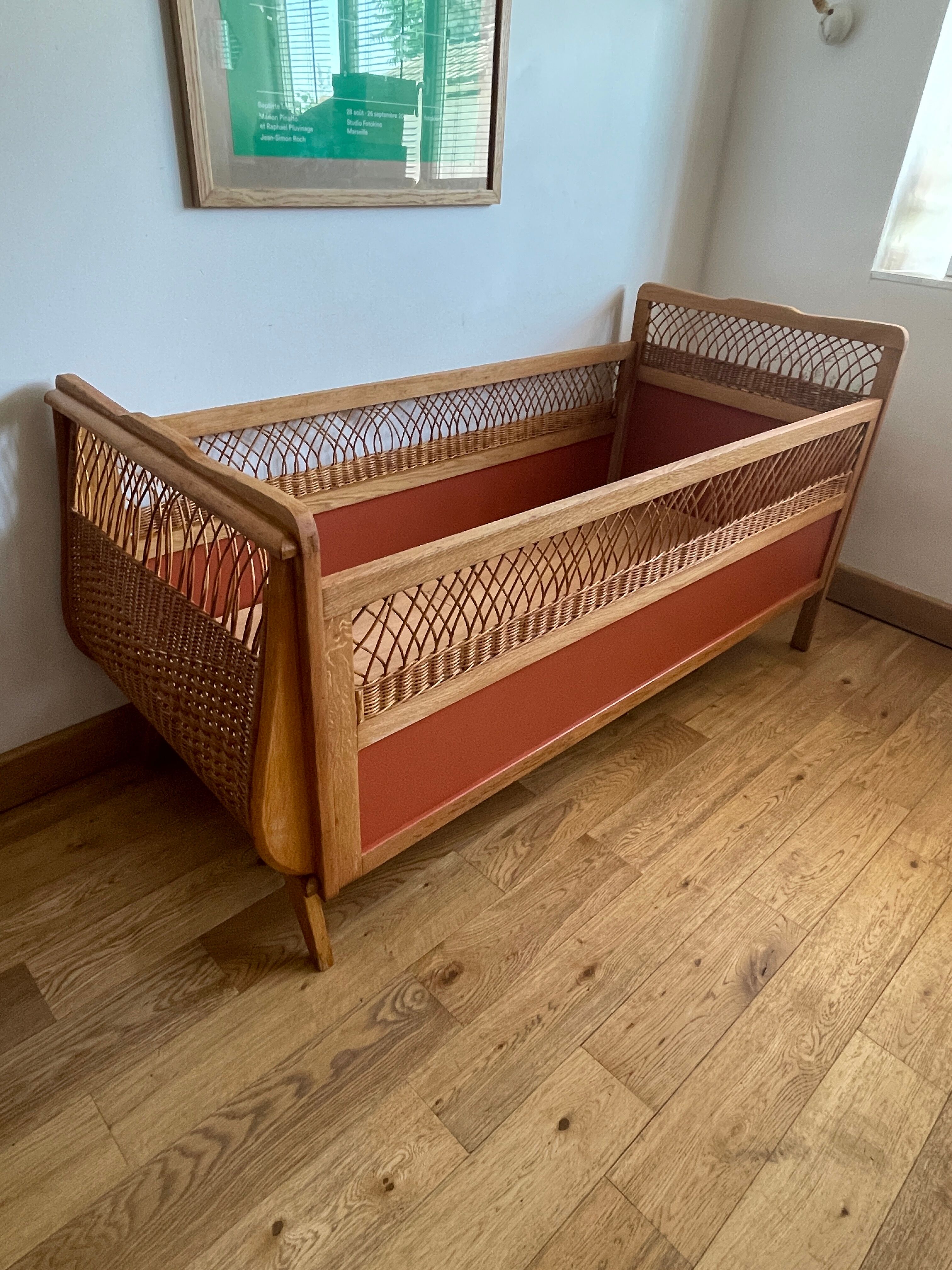 Vintage rattan bed for baby/child