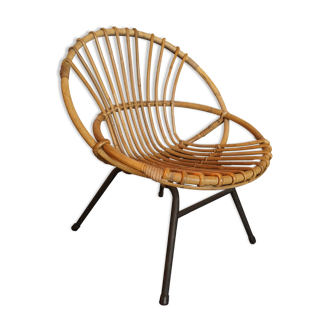 Fauteuil corbeille en rotin 1960