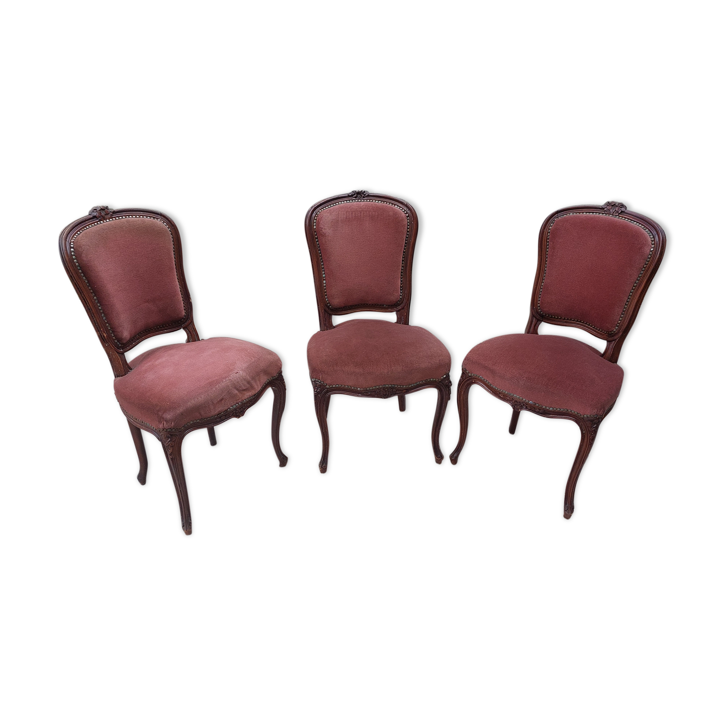 Set of 3 Louis Philippe style chair in walnut
