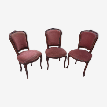 Lot de 3 chaise style Louis Philippe en noyer