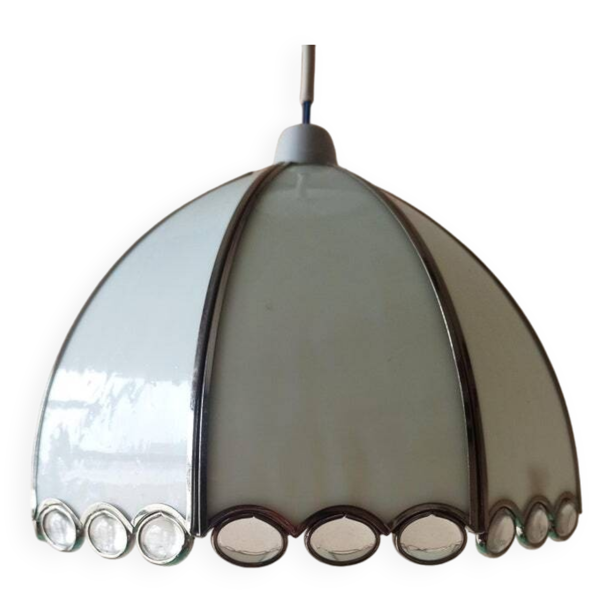 Opaline and pewter chandelier
