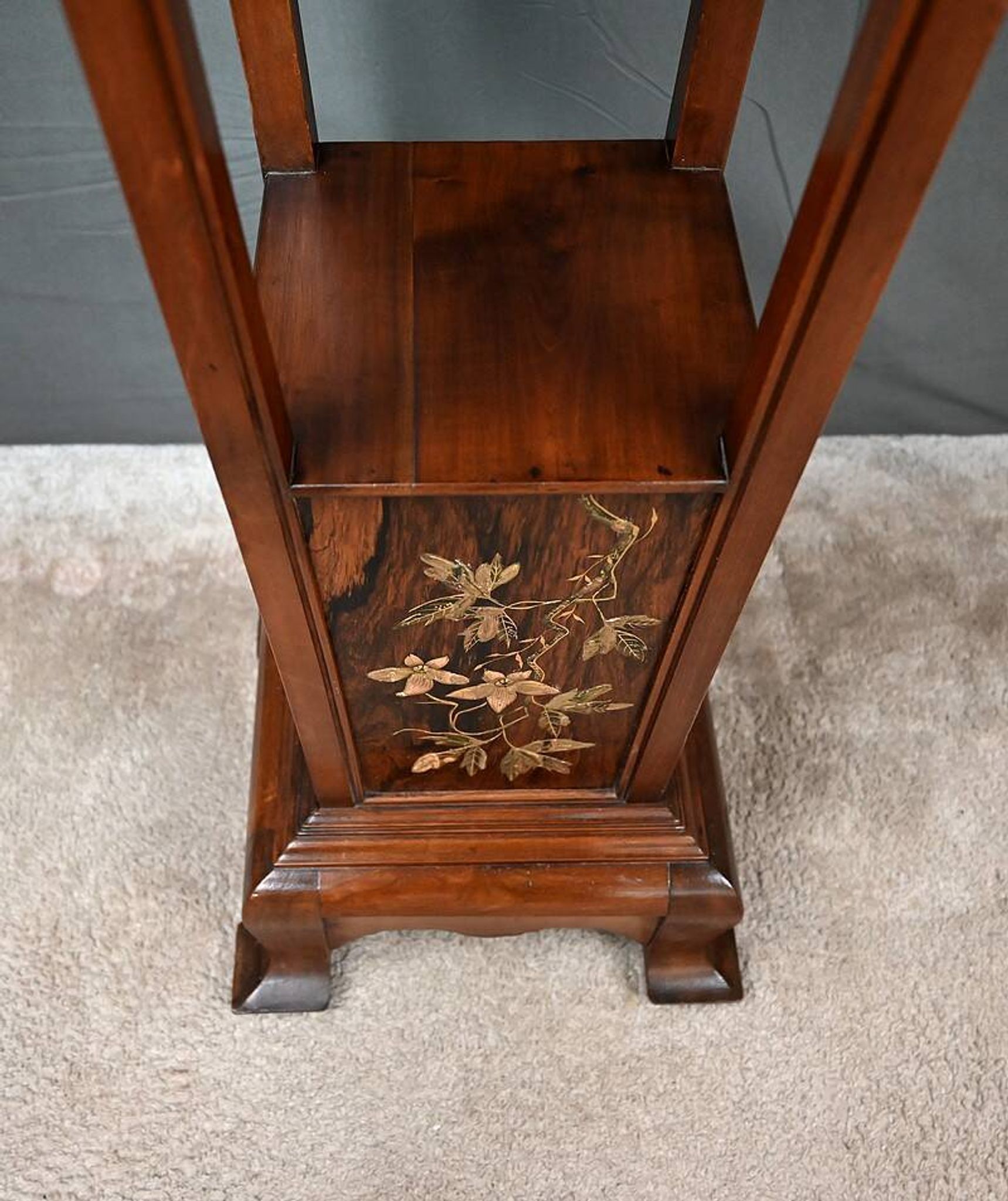 Large Cherry & Walnut Stool, Asian style – Early 20th century