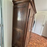 Antique carved wooden wardrobe – 2 doors – Molded cornice