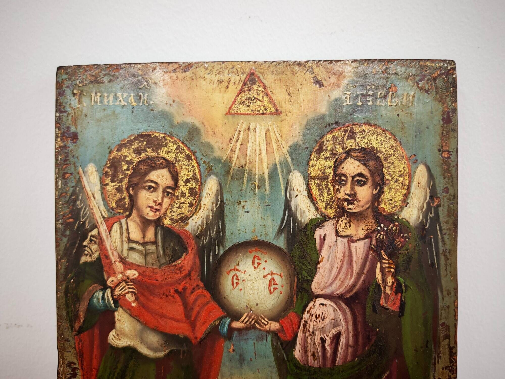 Antique Orthodox icon of Archangels Michael and Gabriel 1857