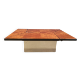 Vintage burl wood hidden bar coffee table, 1970s