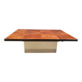 Vintage burl wood hidden bar coffee table, 1970s