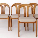 Set of 4 Vintage Dining Chairs by Lübke – Germany 1970s – Cherrywood & Grey