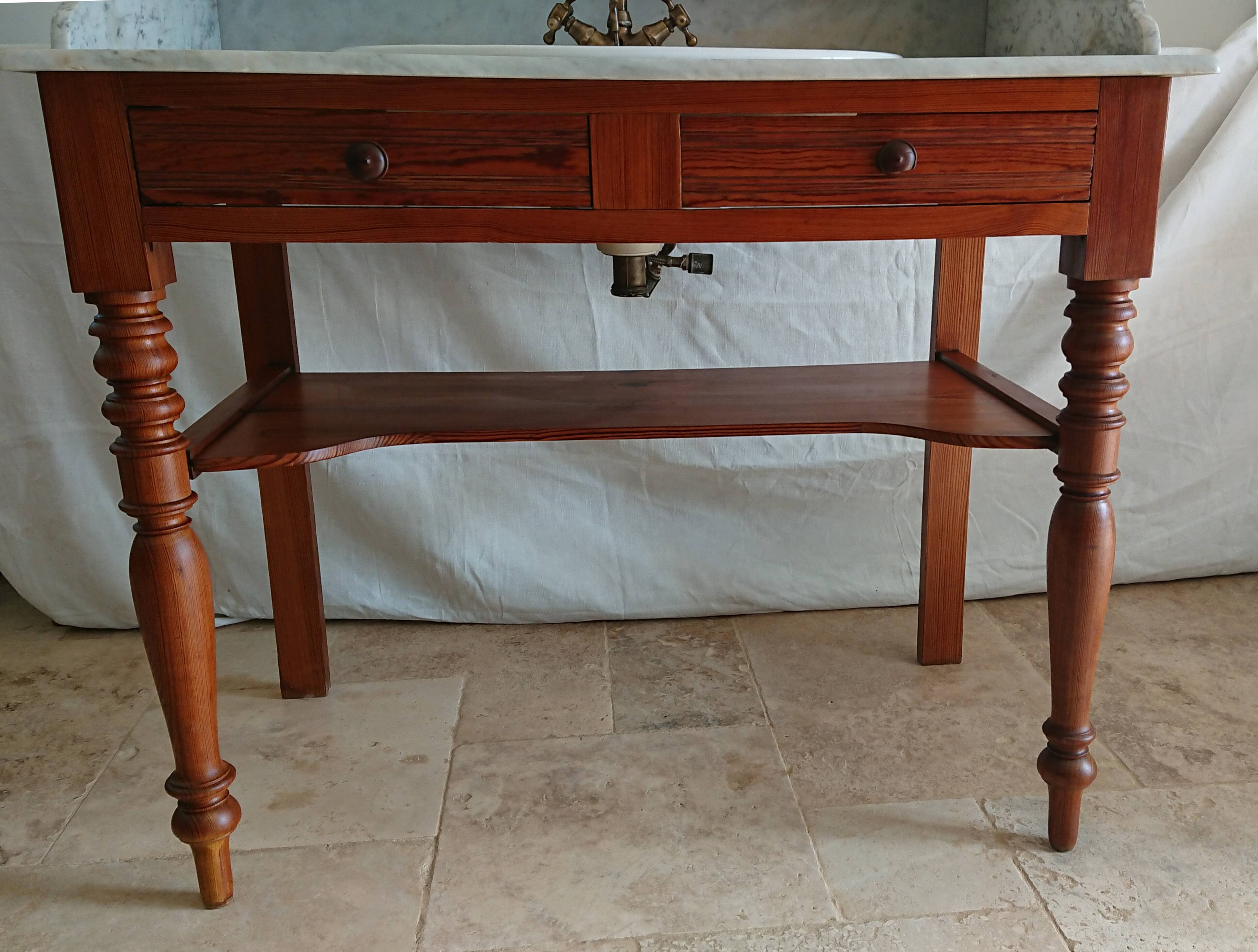 Toilet table on marble with cacker