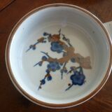 3 ceramic casserole dishes with blue and brown branch pattern
