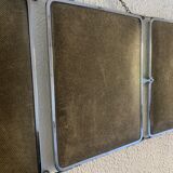 Vintage mirror 1930 triptych beveled barber iron gray - 28 x 69 cm
