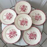 Set of 6 flat plates longchamp pinks years 30-40