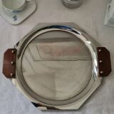 Art deco servant wood and silver metal