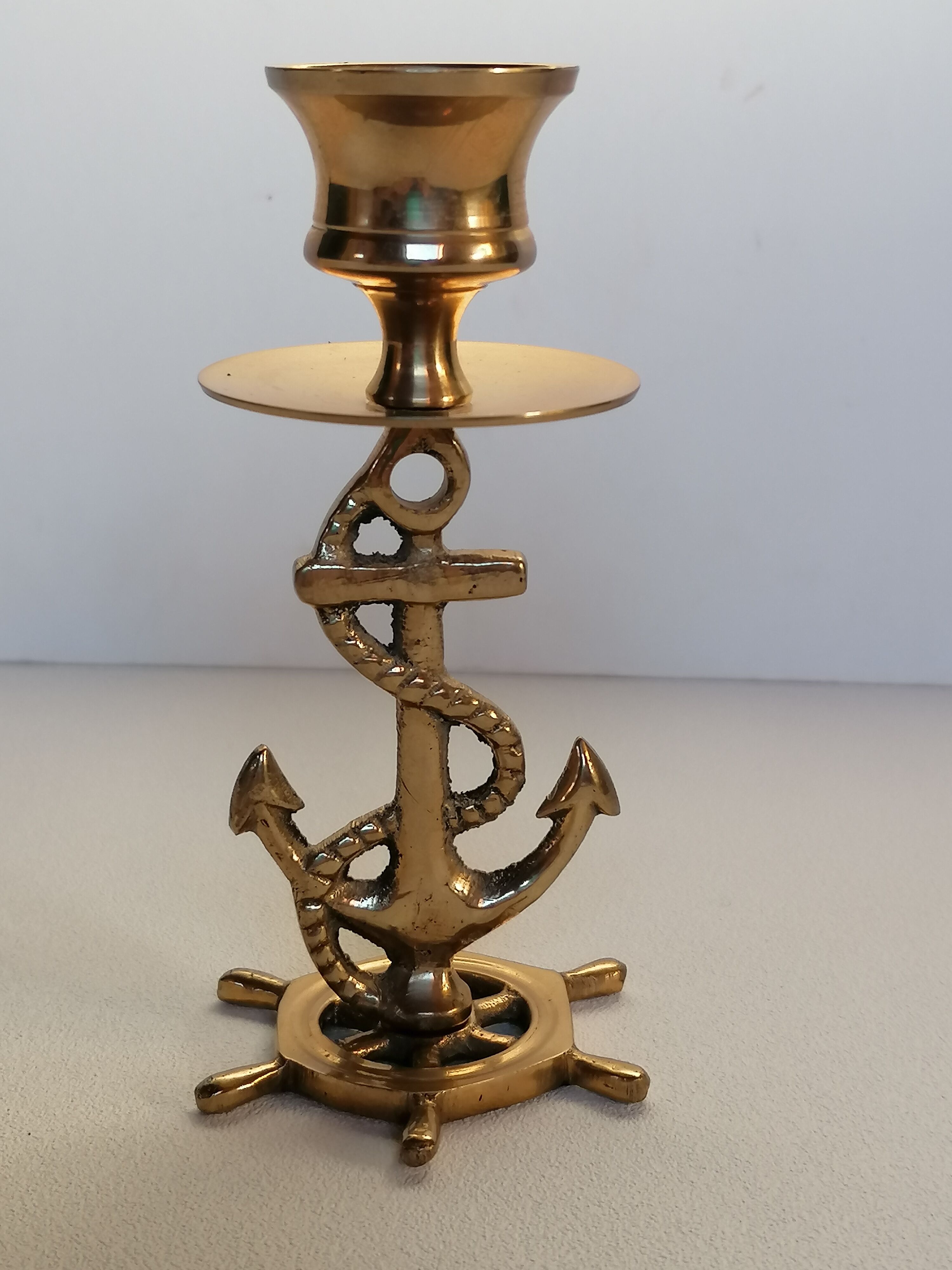 Brass candle holder marine anchor