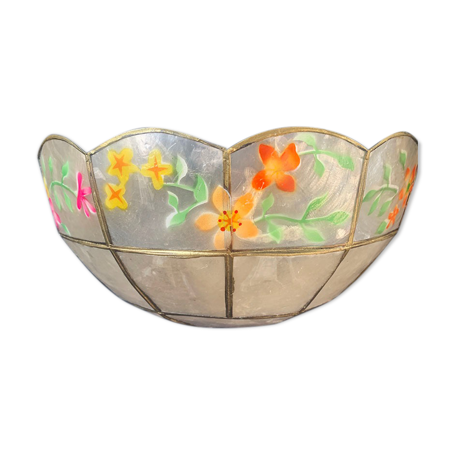 Mother-of-pearl and brass wall lamp