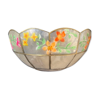 Mother-of-pearl and brass wall lamp