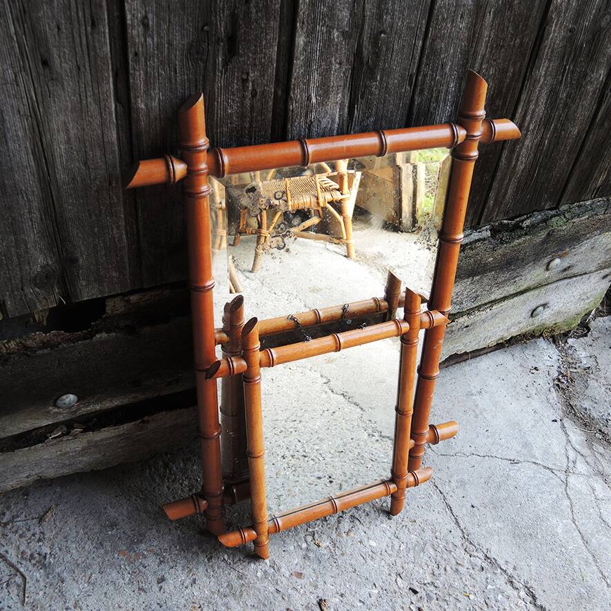 Old Faux Bamboo Mirror H 72 x H 53 cm