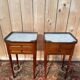 Pair of bedside tables – Louis XVI style – Cherry wood, Carrara marble,