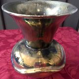 Rambervillers green gold metal reflection flame gres vase