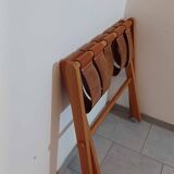 Hocker / Puff Leder & Holz années 1970