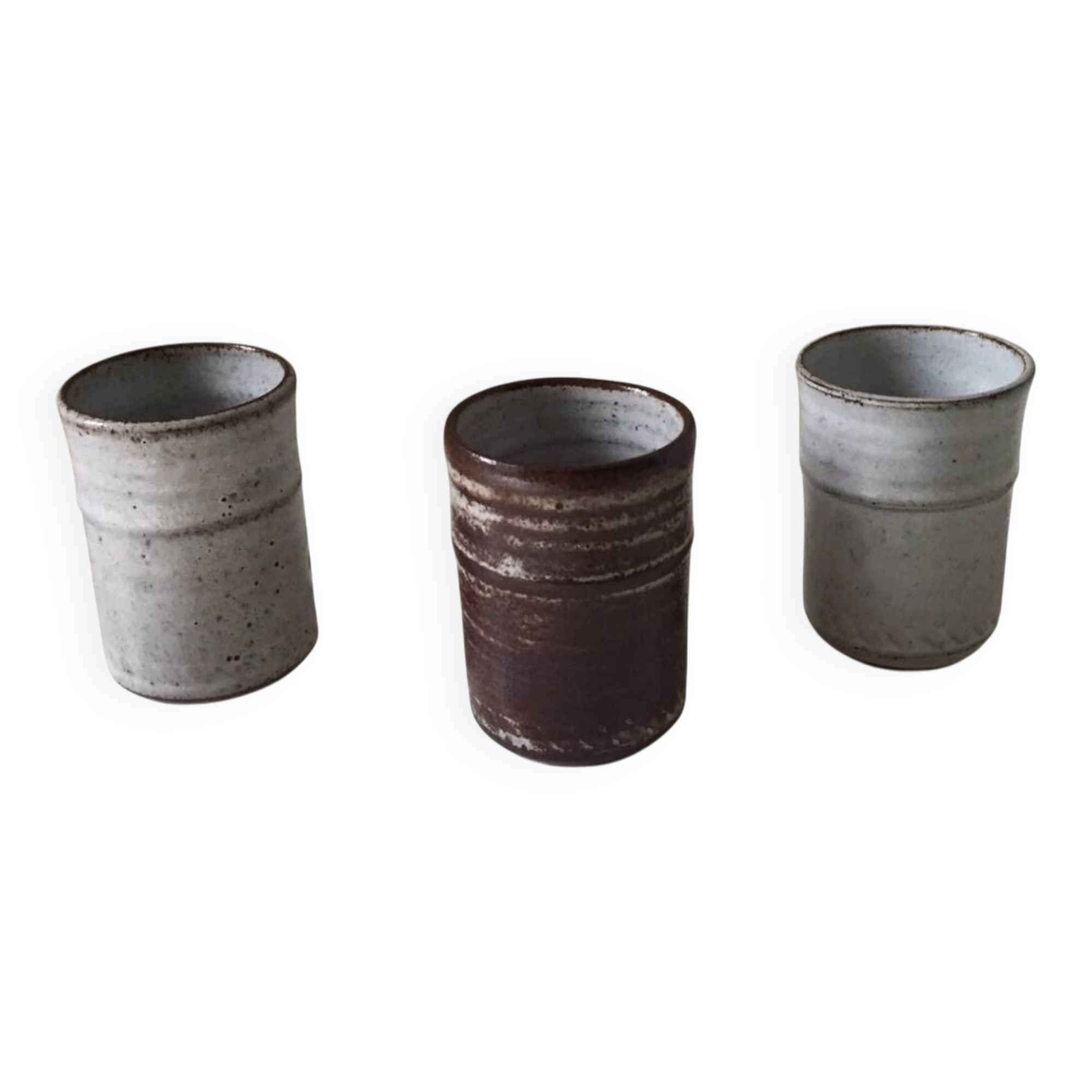Lot de 3 petits verres liqueur en grès Roger Collet Vallauris