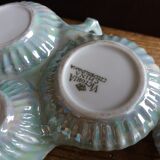 Mustard pepper shaker Victoria China iridescent porcelain