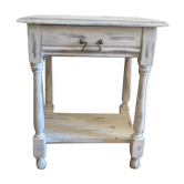 Old bedside table white patina light gray