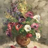 flower vase of a bouquet. Oil on canvas signed by Jean-Jacques Foulon (1923-1980)