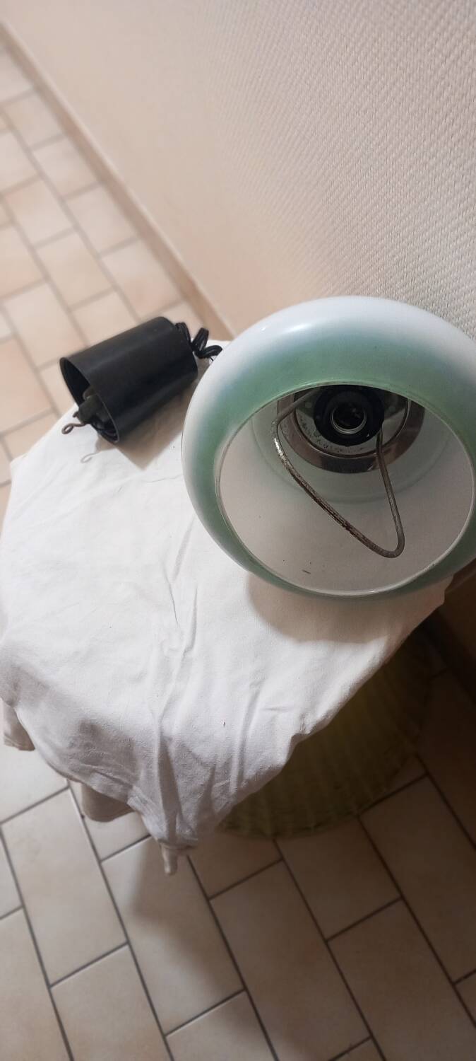 Vintage white and green opaline pendant light