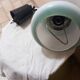 Suspension vintage opaline blanche et verte