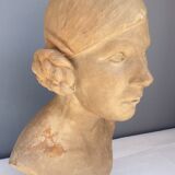 Bust young woman in terracotta, signed, 30s