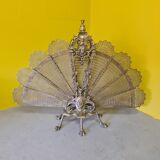 Antique french bronze fireplace screen peacock, from around 1900.