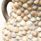 Terracotta and shell jar with handles for the terrace