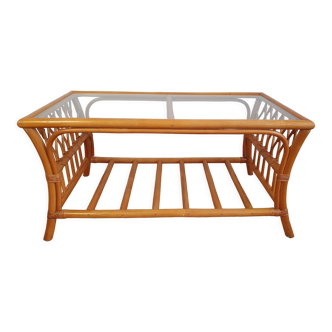 Table basse en rotin vintage