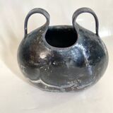 Iridescent ceramic vase with handles
