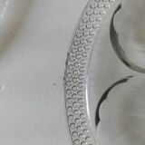 Set of 4 vintage hobnail pressed glass oyster plates