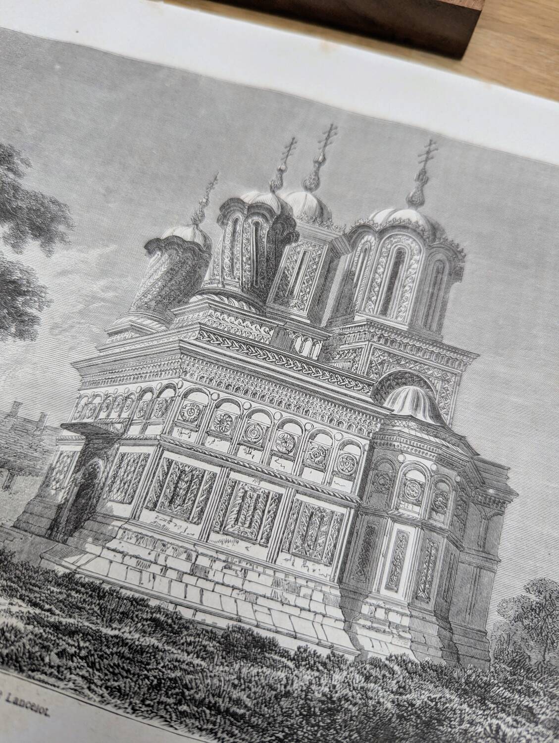 Curtea de Argeș, Romania. Printed illustration from 1866.