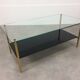 Coffee table 50s black glass and gold metal