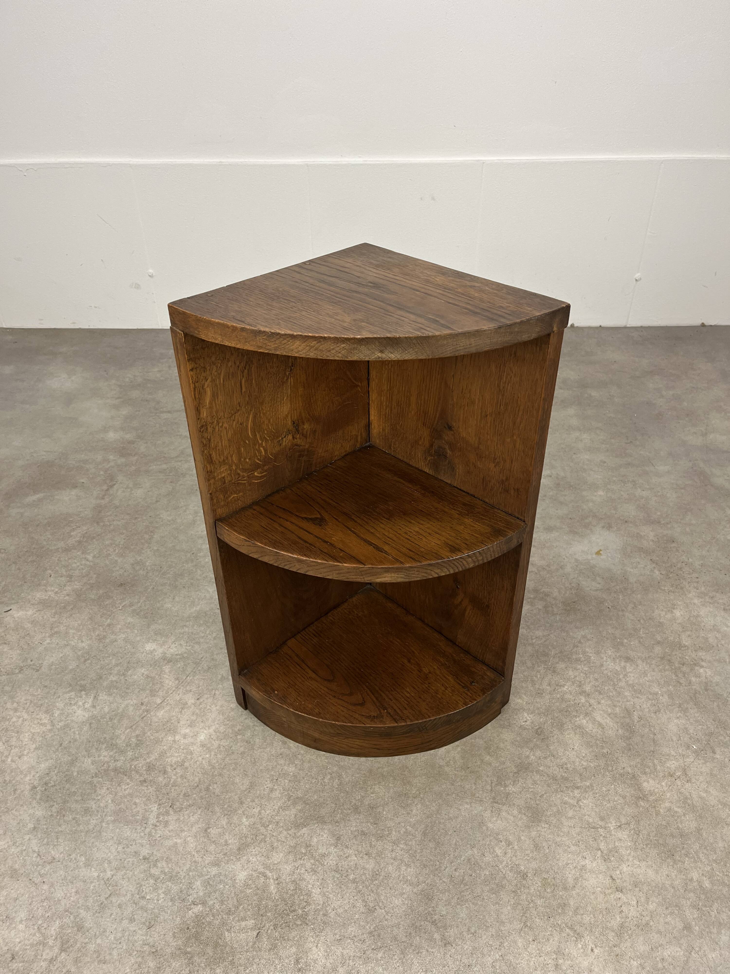 Art Deco corner unit in solid oak, corner cupboard