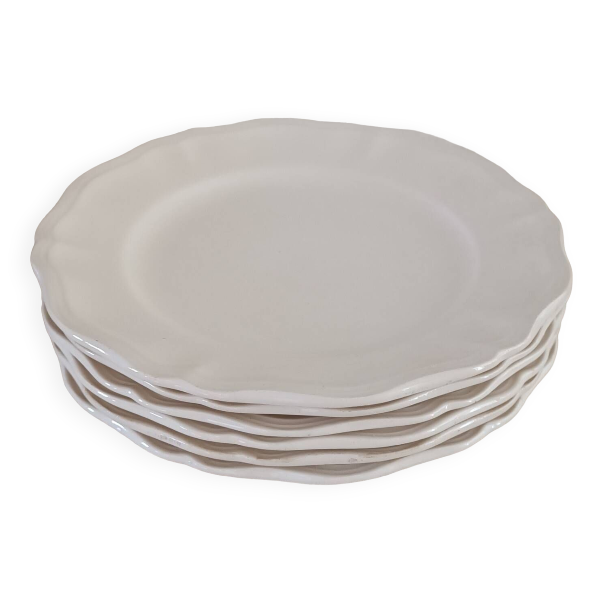 Set of 6 Sarreguemines ivory plates