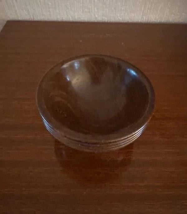 Small vintage turned solid wood bowl, Ø 9 cm