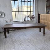 XL farmhouse table in solid oak, brutalist style, 20th century.