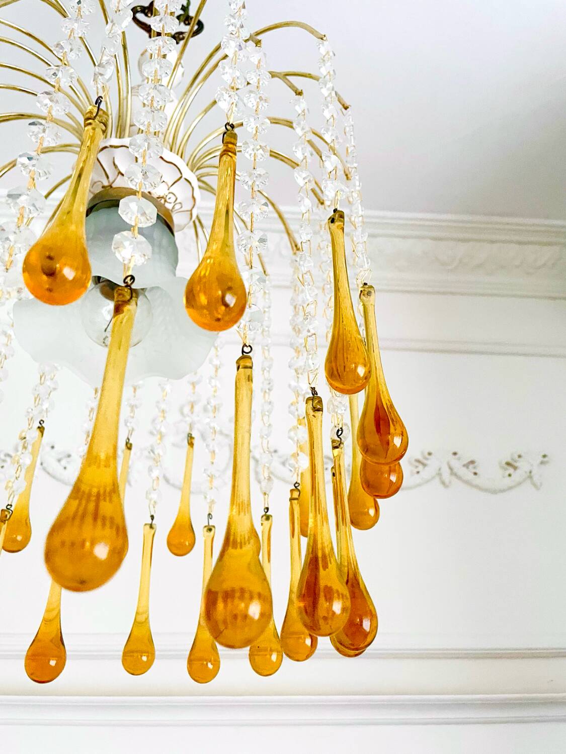 Lustre en verre de Murano ambré – Italie