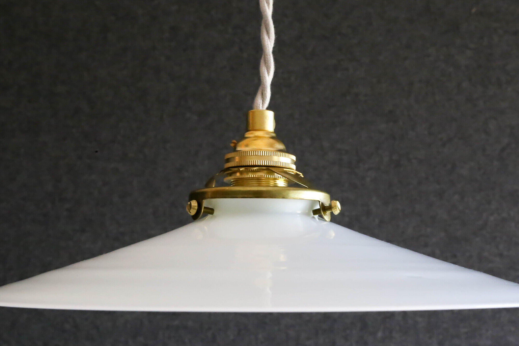 2 French suspensions in smooth white opalines with new cables and sockets