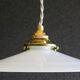 2 French suspensions in smooth white opalines with new cables and sockets