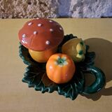 Salt shaker, pepper shaker, mustard slushie Vallauris vegetable and mushroom service