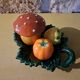 Salt shaker, pepper shaker, mustard slushie Vallauris vegetable and mushroom service
