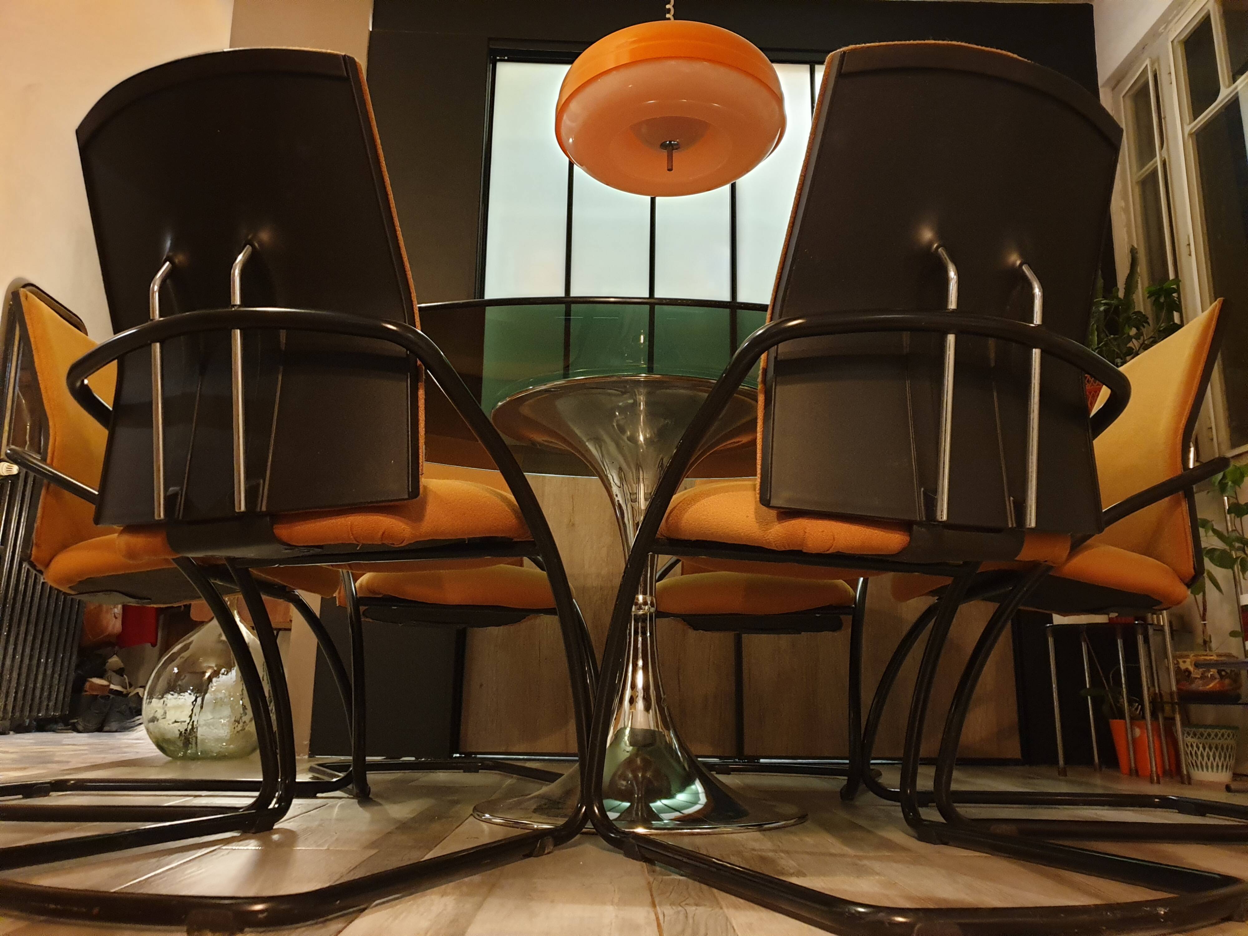 Comforto suite de 6 chaises conferences vintage 80