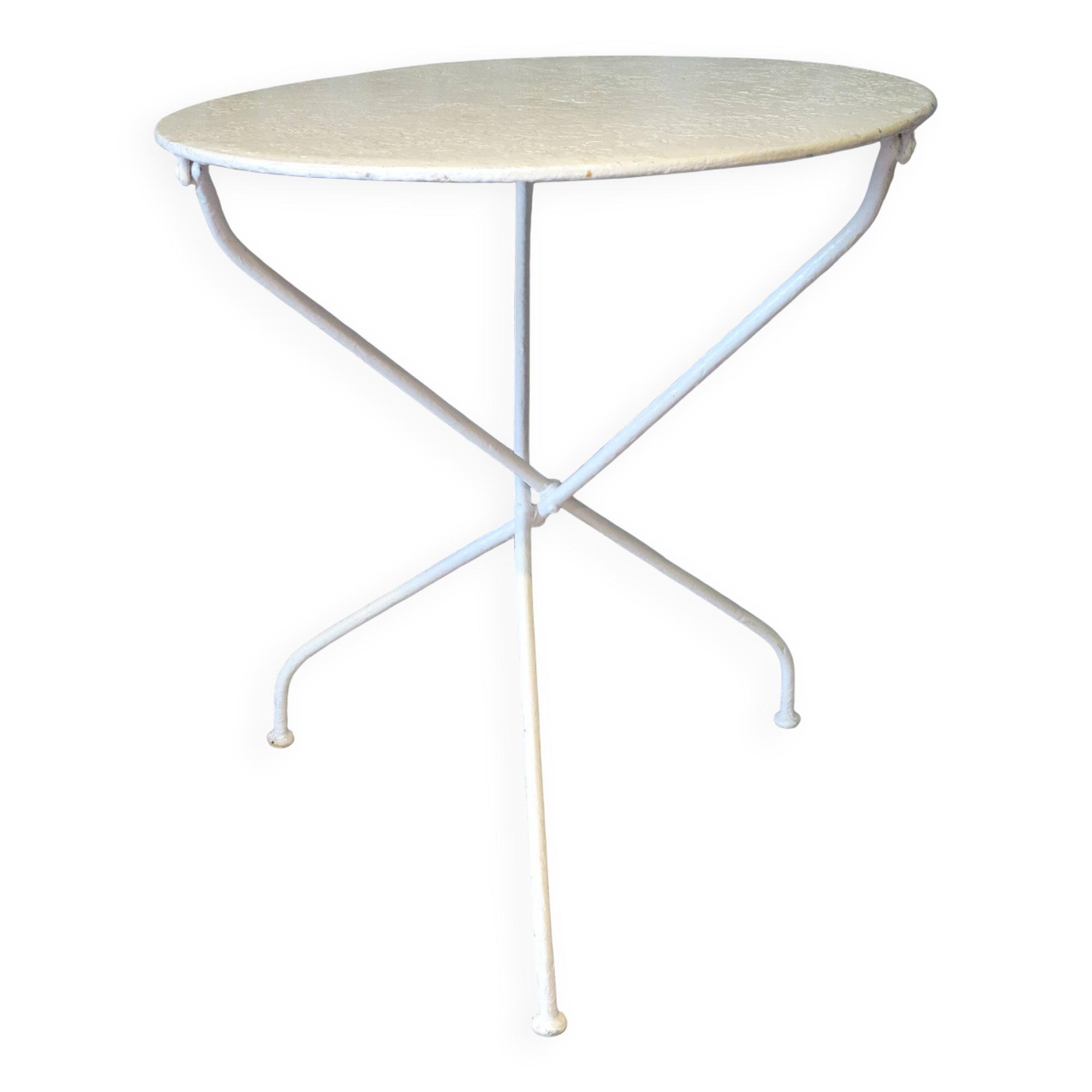 Table de jardin blanche en métal ronde