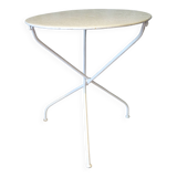 Table de jardin blanche en métal ronde